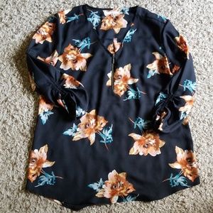 Black floral sheer top